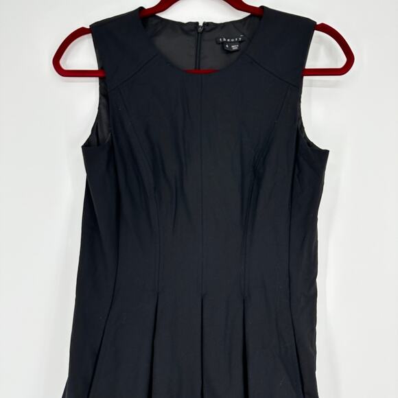 Theory Fit and Flare Black Career Wool Blend Dress Pockets Sleeveless Womens 4 - Picture 4 of 7